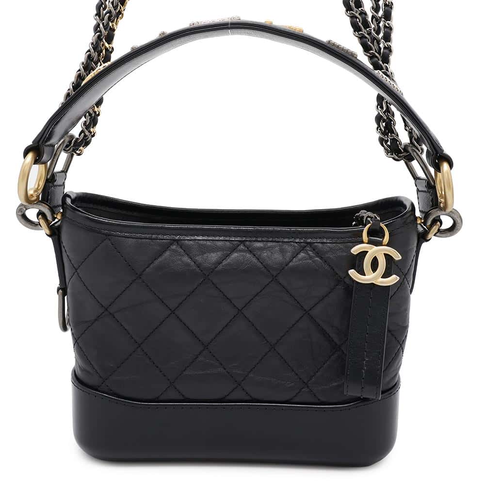 CHANEL Gabriel de CHANEL Hobo Bag with logo handle BlackAS0865 Calf Leather Size Small