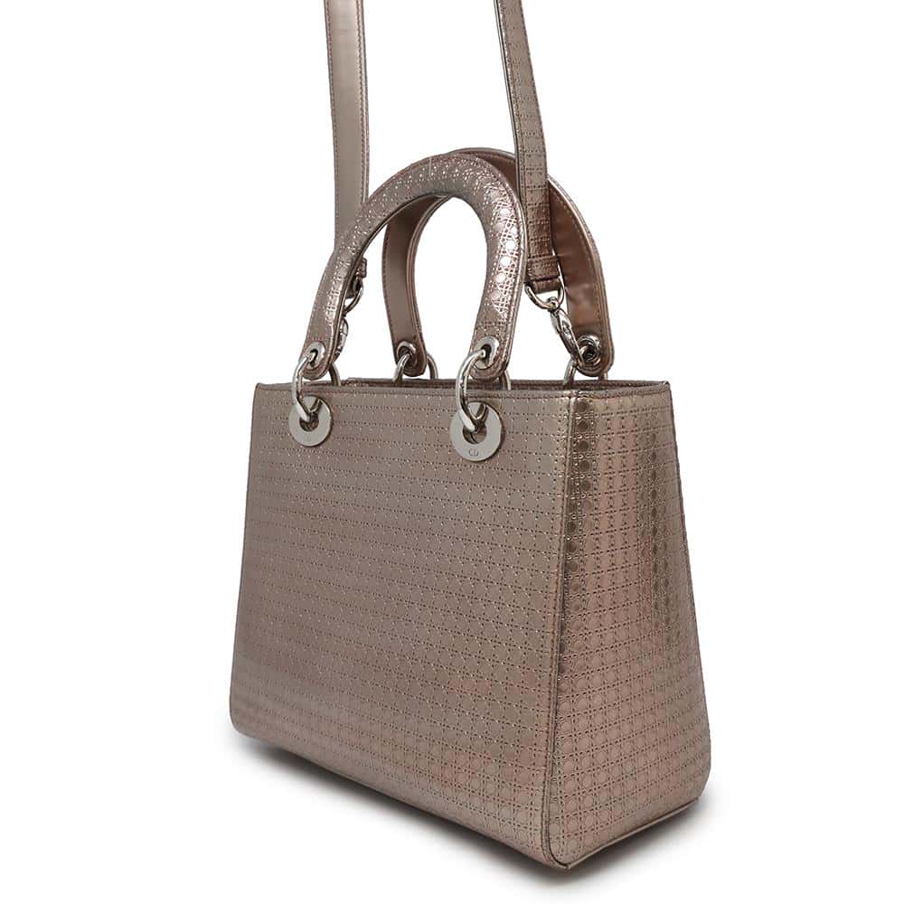 Dior Lady Dior 2WAYBag MetalicPinkM0550PSKC Leather Size Medium