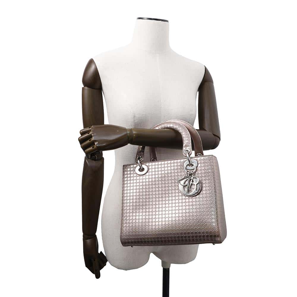 Dior Lady Dior 2WAYBag MetalicPinkM0550PSKC Leather Size Medium