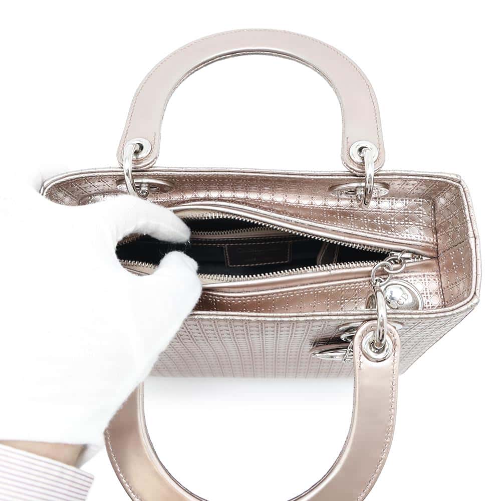 Dior Lady Dior 2WAYBag MetalicPinkM0550PSKC Leather Size Medium