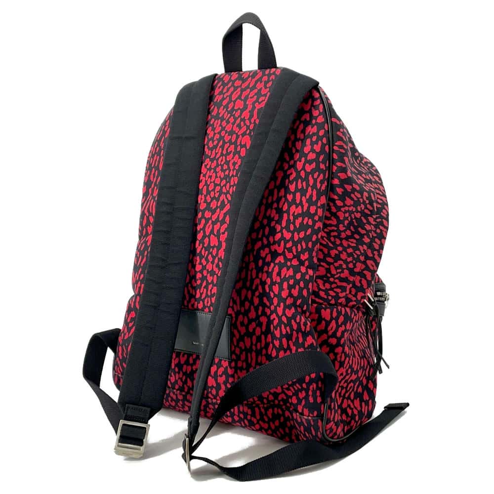 SAINT LAURENT PARIS Classic Hunter Baby Cat Backpack Black/Red326865 Canvas Leather