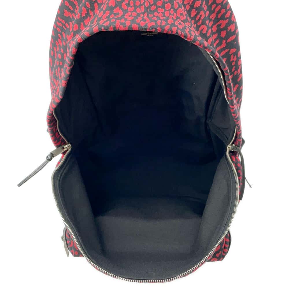 SAINT LAURENT PARIS Classic Hunter Baby Cat Backpack Black/Red326865 Canvas Leather