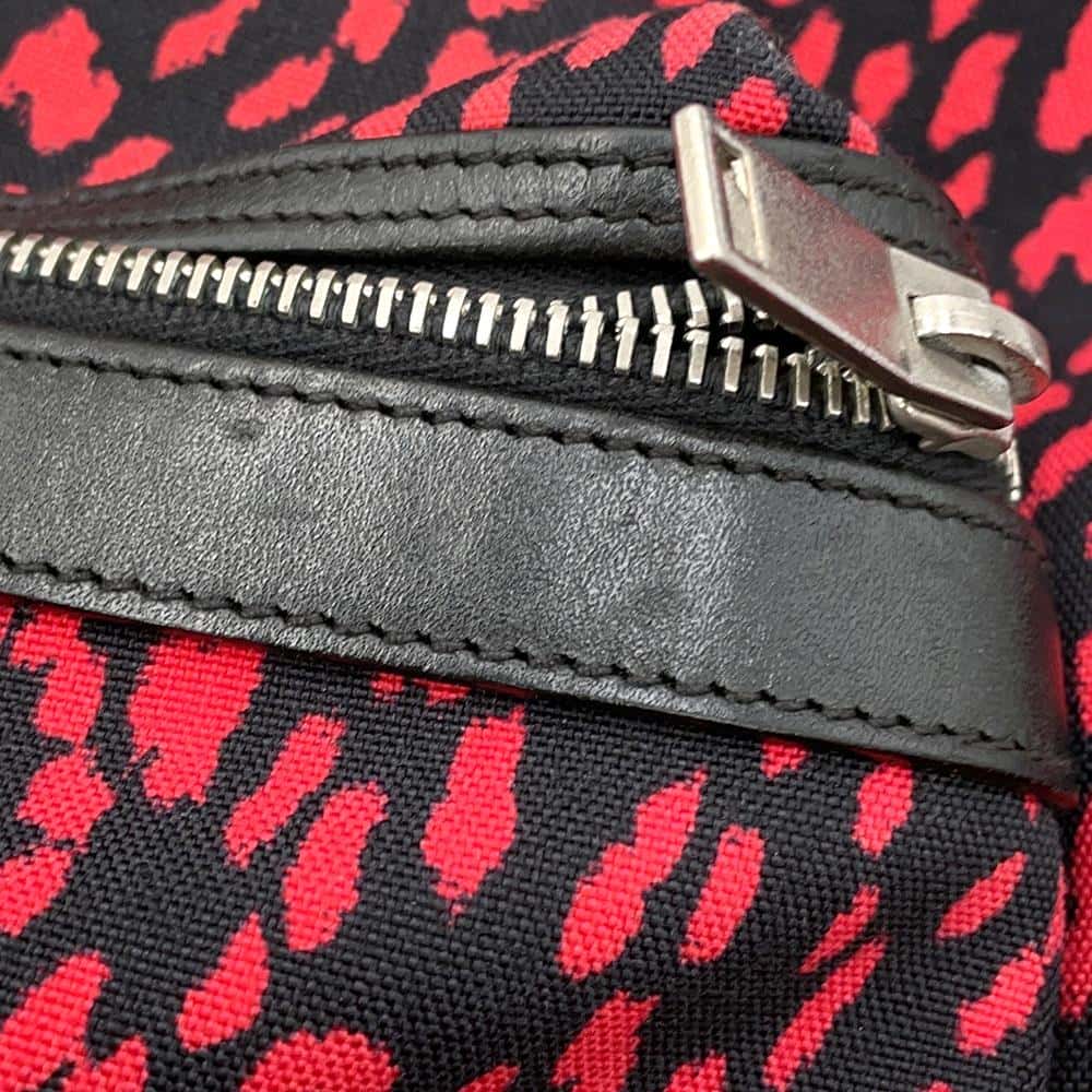 SAINT LAURENT PARIS Classic Hunter Baby Cat Backpack Black/Red326865 Canvas Leather