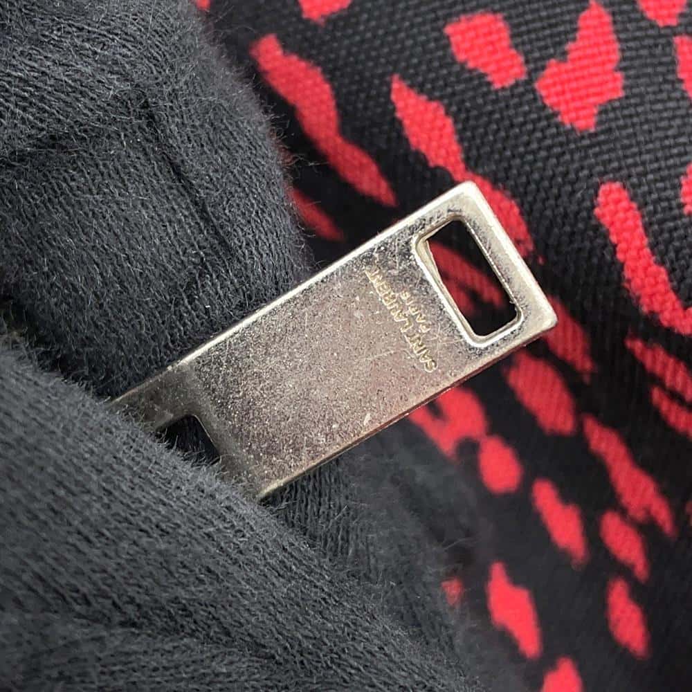 SAINT LAURENT PARIS Classic Hunter Baby Cat Backpack Black/Red326865 Canvas Leather