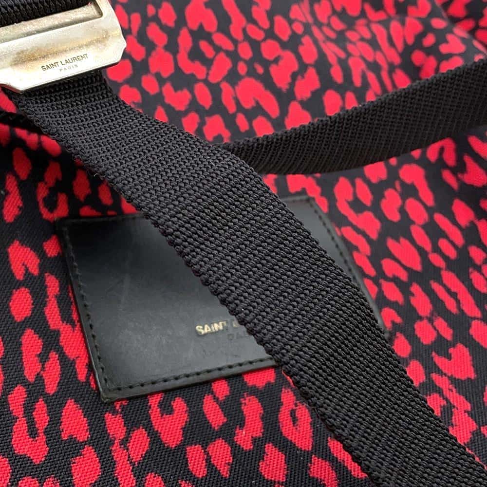 SAINT LAURENT PARIS Classic Hunter Baby Cat Backpack Black/Red326865 Canvas Leather