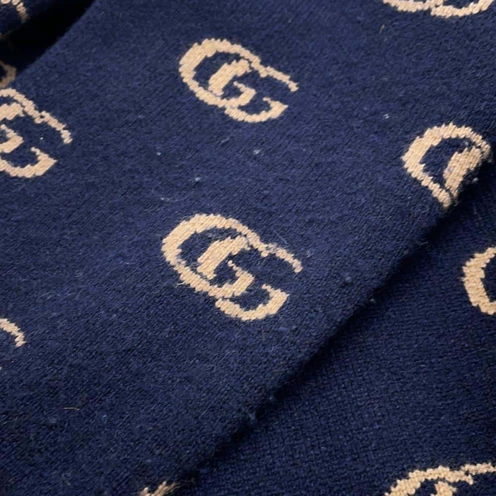 GUCCI GGJacquard knitted cardigan Size XS Navy/Brown660285 Cashmere93% Wool 7%