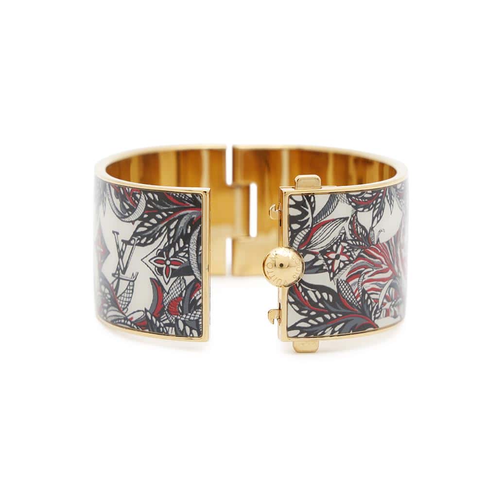 LOUIS VUITTON Confidential GM Bangle Size S White/Black/RedM67419 Enamel Metal