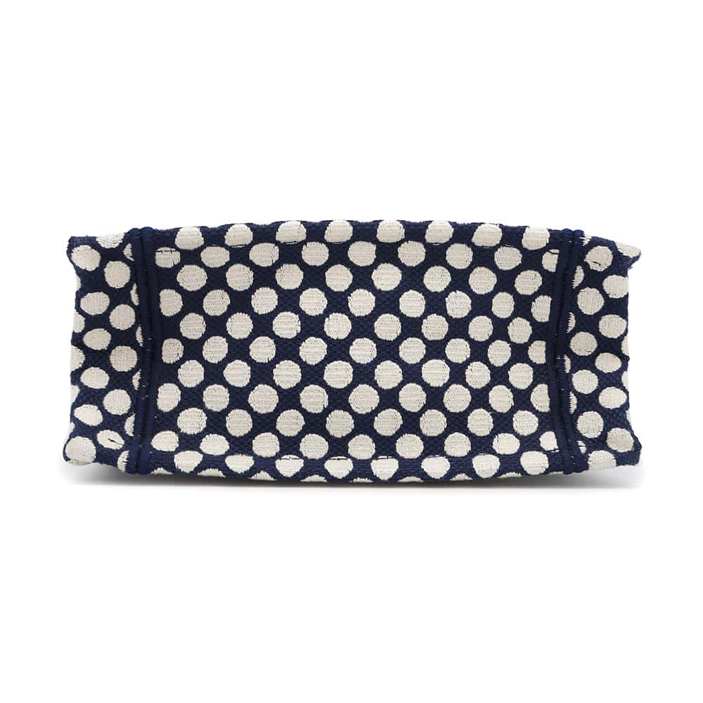 Dior Vertical Book Tote Dot White/Navy Canvas