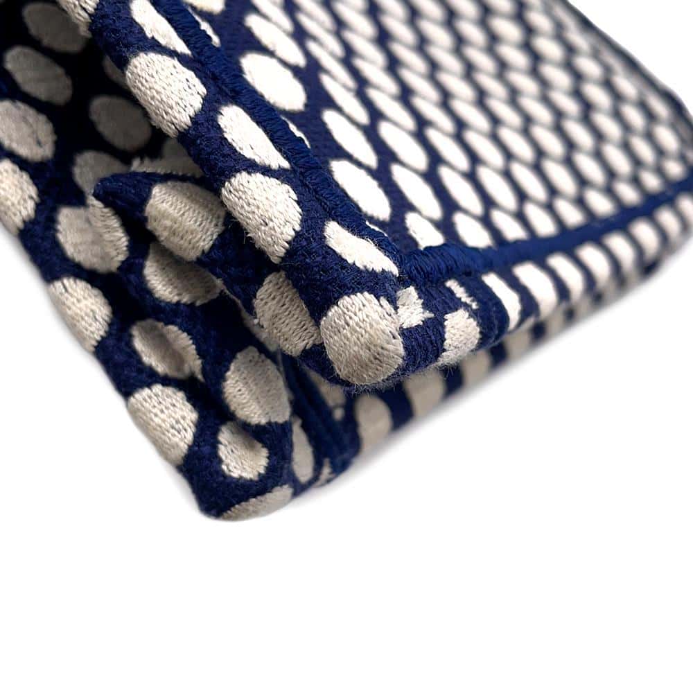 Dior Vertical Book Tote Dot White/Navy Canvas