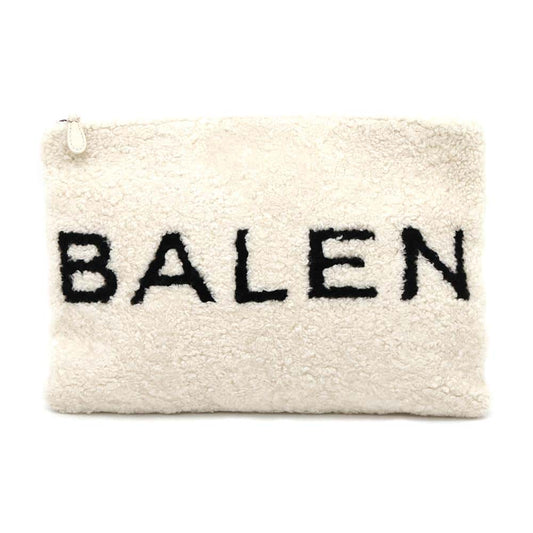 BALENCIAGA Shearling Clutch Bag White/Black492681 Mouton