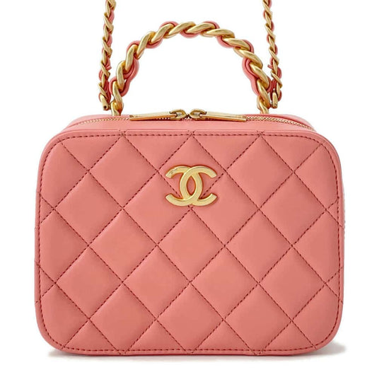 CHANEL Matelasse Chain Vanity Bag PinkAS3318 Lambskin