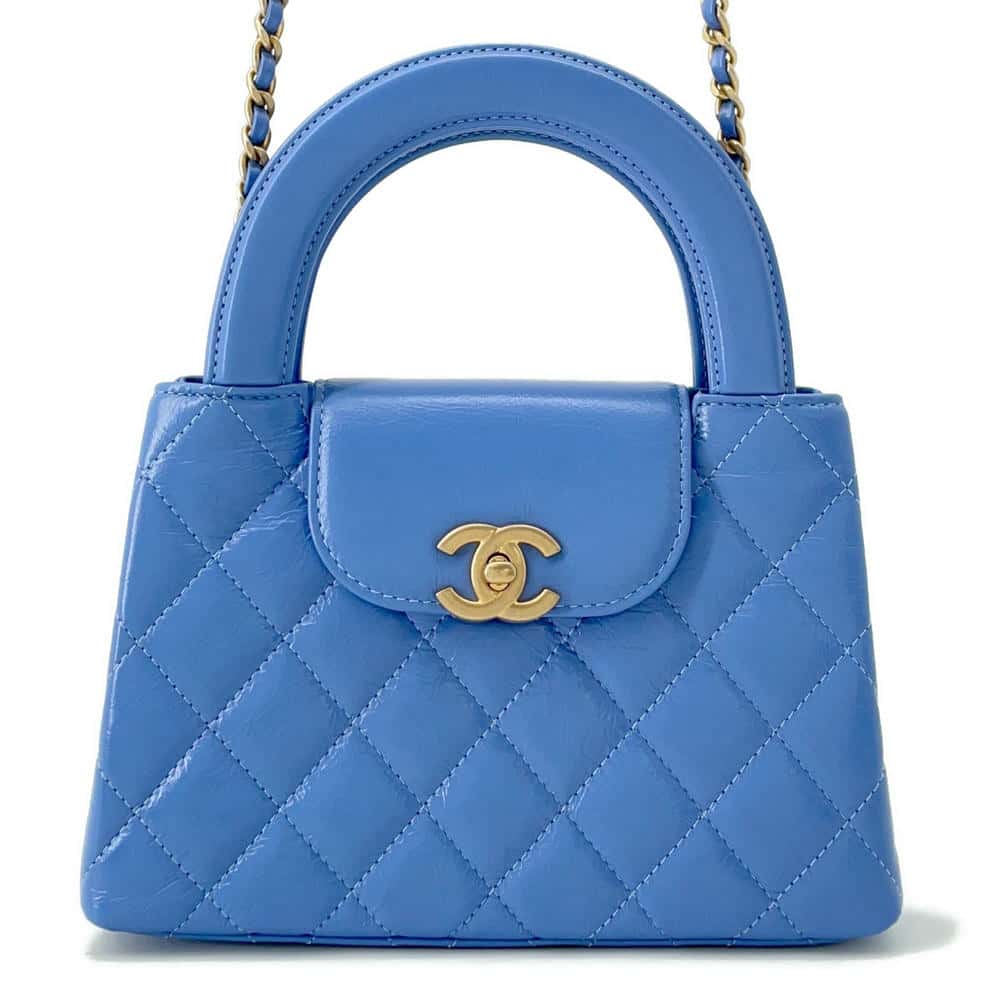 CHANEL Matelasse Mini Shopping Bag 2way Bag Light BlueAS4416 Shiny Calf Leather Size Mini