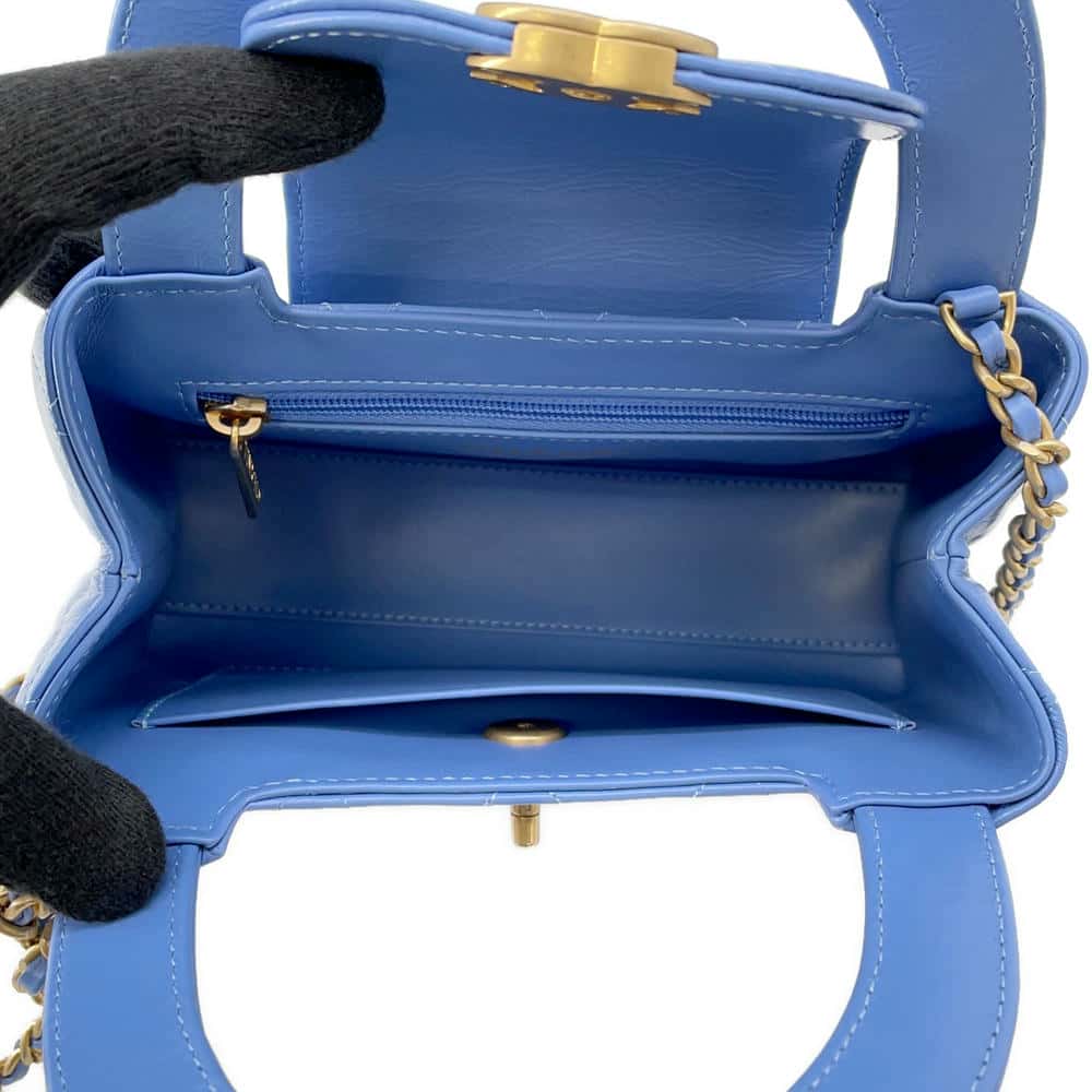 CHANEL Matelasse Mini Shopping Bag 2way Bag Light BlueAS4416 Shiny Calf Leather Size Mini