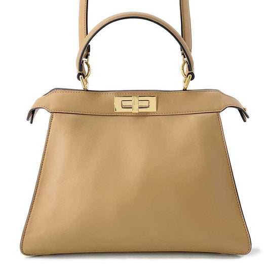FENDI Peekaboo Icy You Brown8BN321 Leather Size Medium