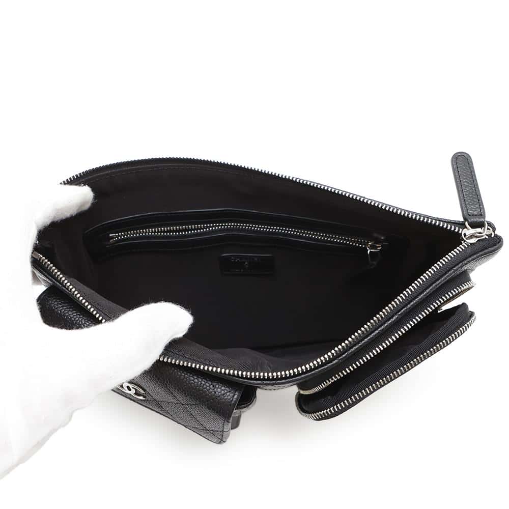 CHANEL Multi-pocket business bag Black Caviar Leather