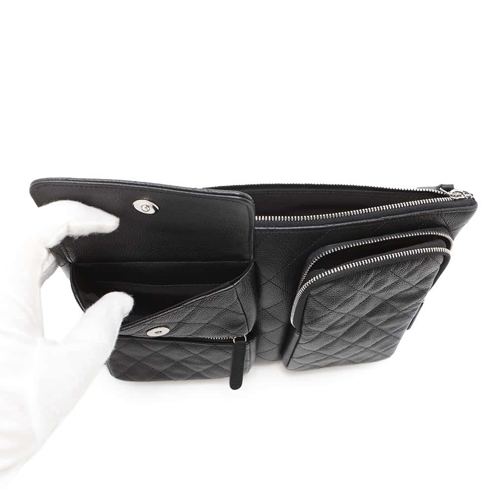 CHANEL Multi-pocket business bag Black Caviar Leather