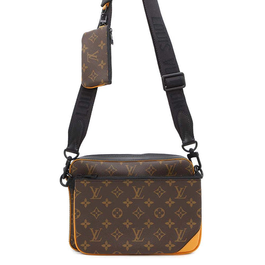 LOUIS VUITTON Trio Messenger Brown/Orange/BlackM46694 Monogram Macassar Canvas