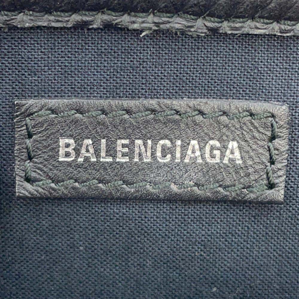 BALENCIAGA Navy Cabas S Natural/Black339933 Canvas Leather Size S