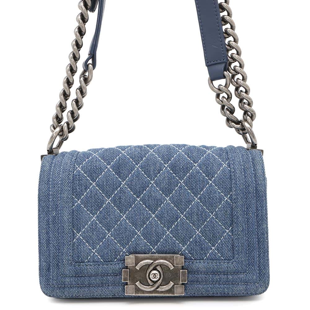 CHANEL Boy Chanel ChainShoulder Blue Denim Size Mini