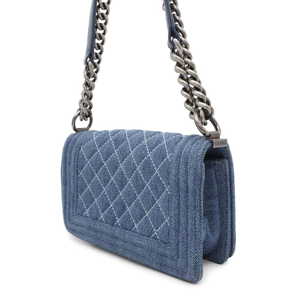 CHANEL Boy Chanel ChainShoulder Blue Denim Size Mini
