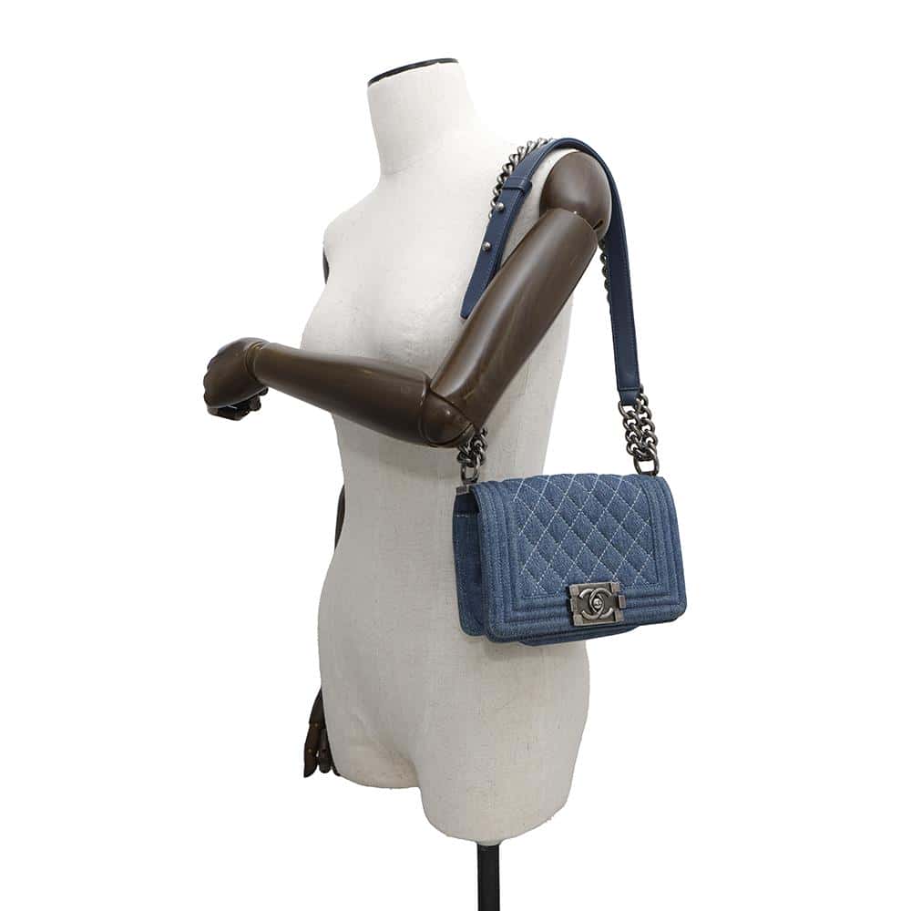 CHANEL Boy Chanel ChainShoulder Blue Denim Size Mini