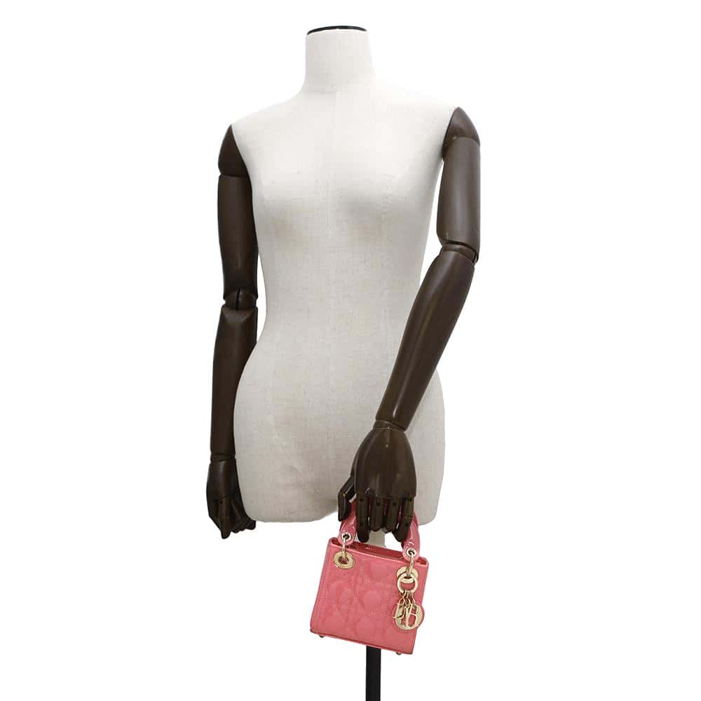 Dior Lady Dior Canage PinkS0856OWCB Patent Leather Size micro