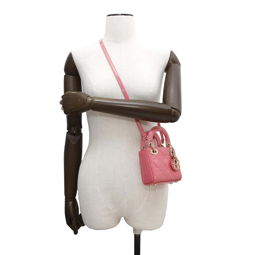 Dior Lady Dior Canage PinkS0856OWCB Patent Leather Size micro