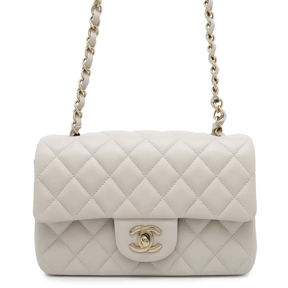 CHANEL Mini Matelasse Shoulder Bag GrayA69900 Lambskin Size 20