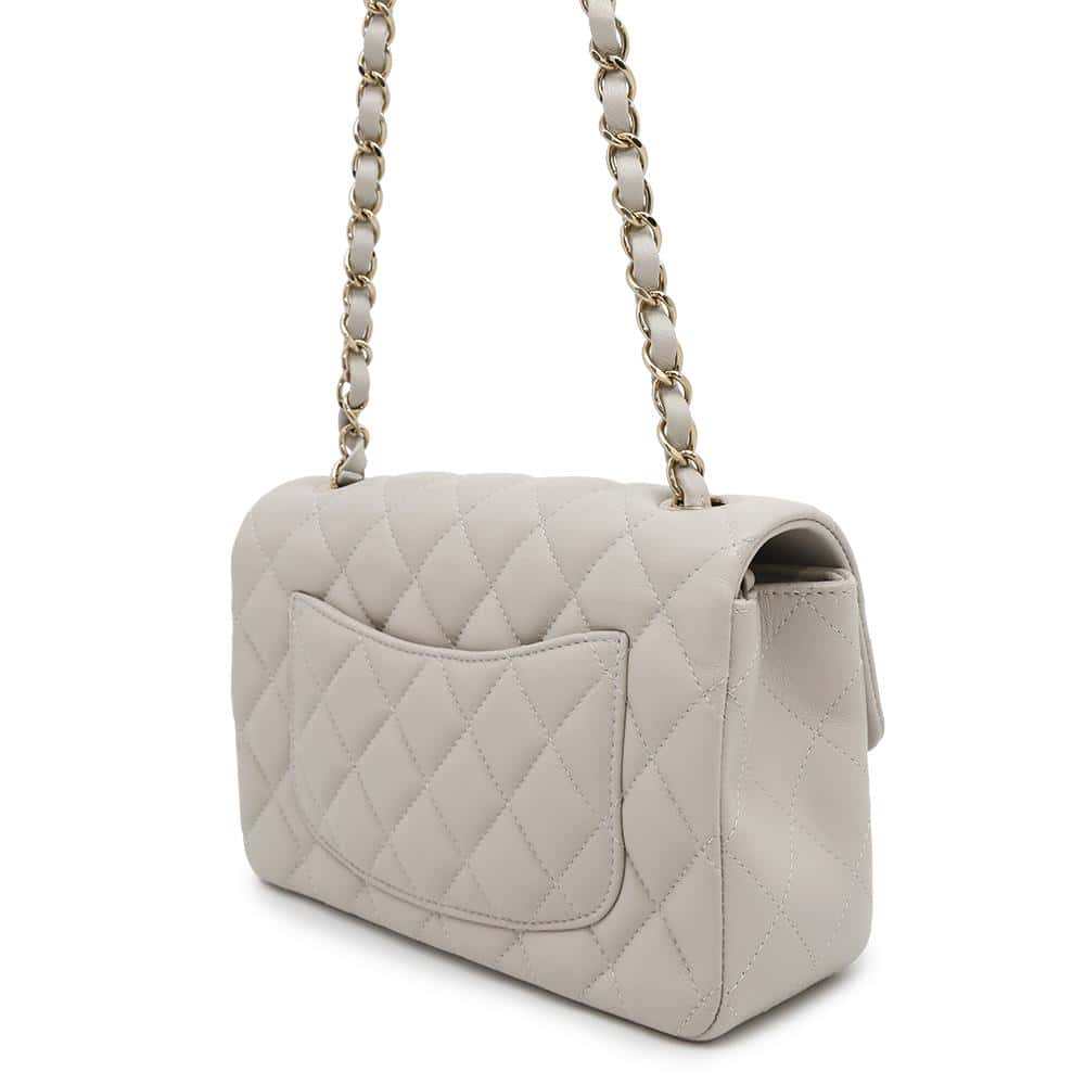 CHANEL Mini Matelasse Shoulder Bag GrayA69900 Lambskin Size 20