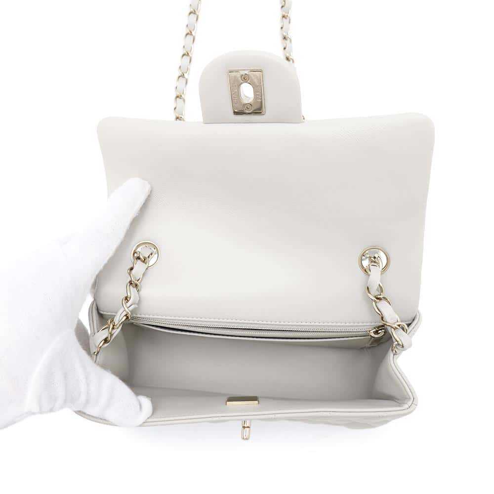 CHANEL Mini Matelasse Shoulder Bag GrayA69900 Lambskin Size 20