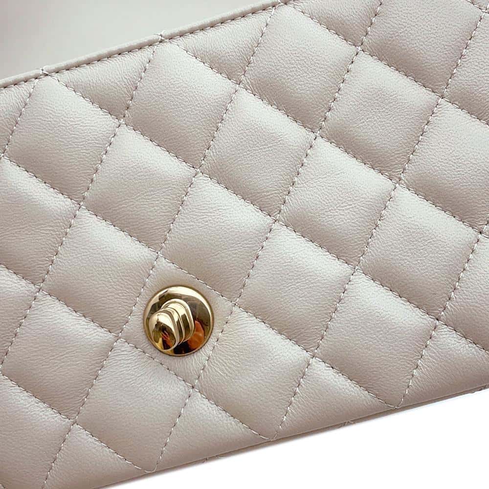 CHANEL Mini Matelasse Shoulder Bag GrayA69900 Lambskin Size 20