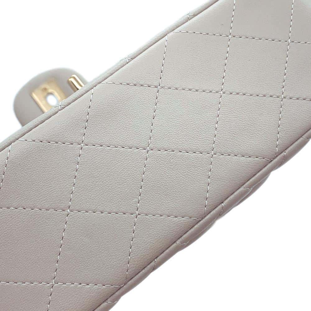 CHANEL Mini Matelasse Shoulder Bag GrayA69900 Lambskin Size 20