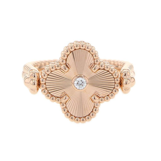 Van Cleef & Arpels Vintage Alhambra Reversible Ring Size 54/#14VCARP7U554/VCARP7U500 18K Pink Gold