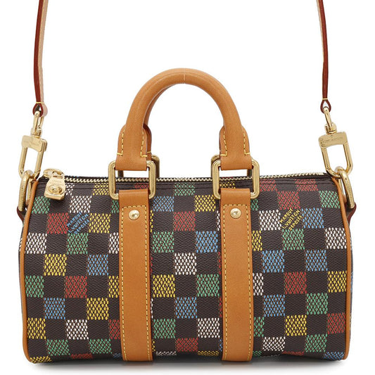 LOUIS VUITTON Keepall Bandouliere MulticolorN00148 LV Pars Damier Ebene Canvas Size 25