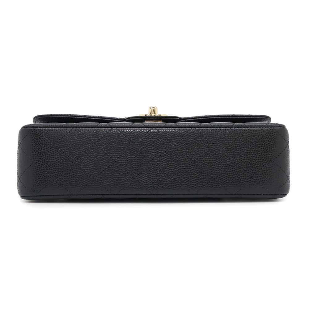 CHANEL Matelasse W Flap ChainShoulder Bag BlackA01112 Caviar Leather Size 25