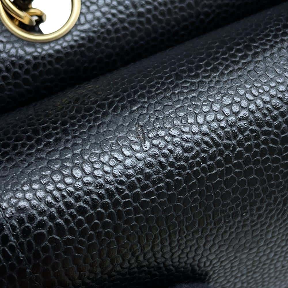 CHANEL Matelasse W Flap ChainShoulder Bag BlackA01112 Caviar Leather Size 25