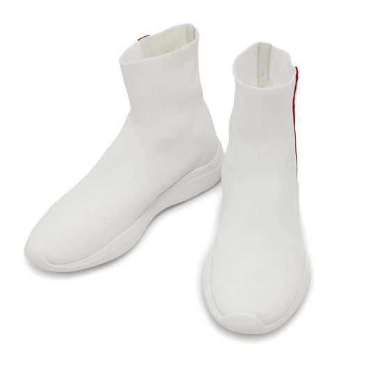 PRADA Prada Sports Socks Sneakers White/Red3T6424 Knit Rubber Size 36 1/2