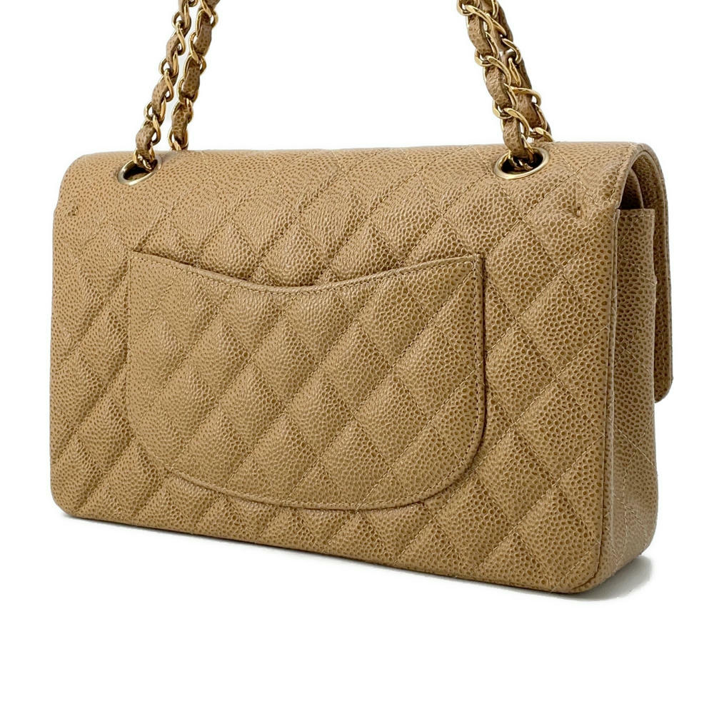CHANEL Matelasse Double Flap ChainShoulder BrownA01112 Caviar Leather Size 25