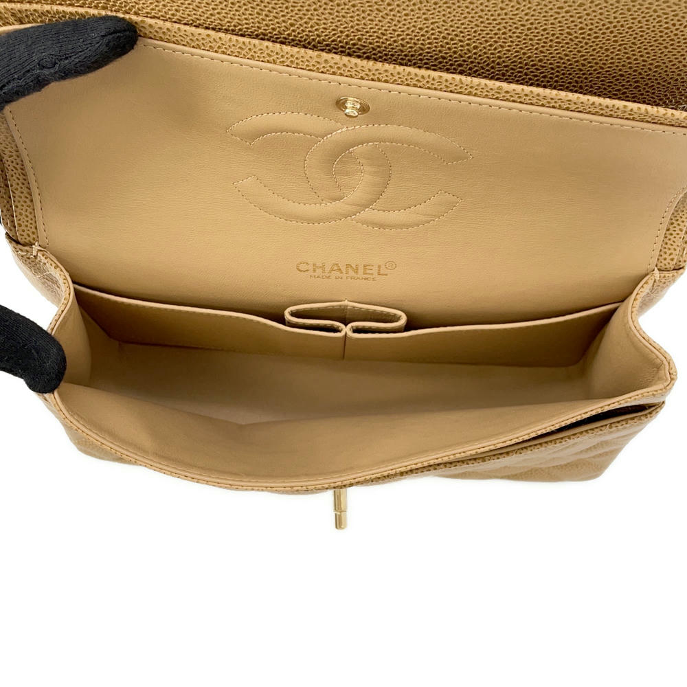 CHANEL Matelasse Double Flap ChainShoulder BrownA01112 Caviar Leather Size 25