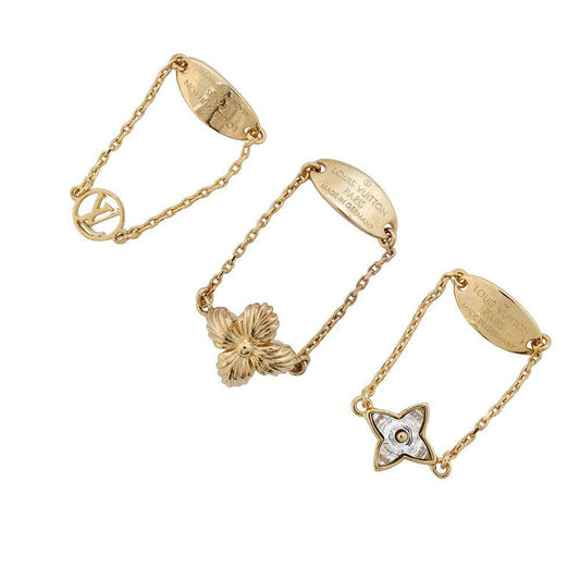 LOUIS VUITTON Bague Blooming Strass 3-Ring Size M GoldM68378 Metal