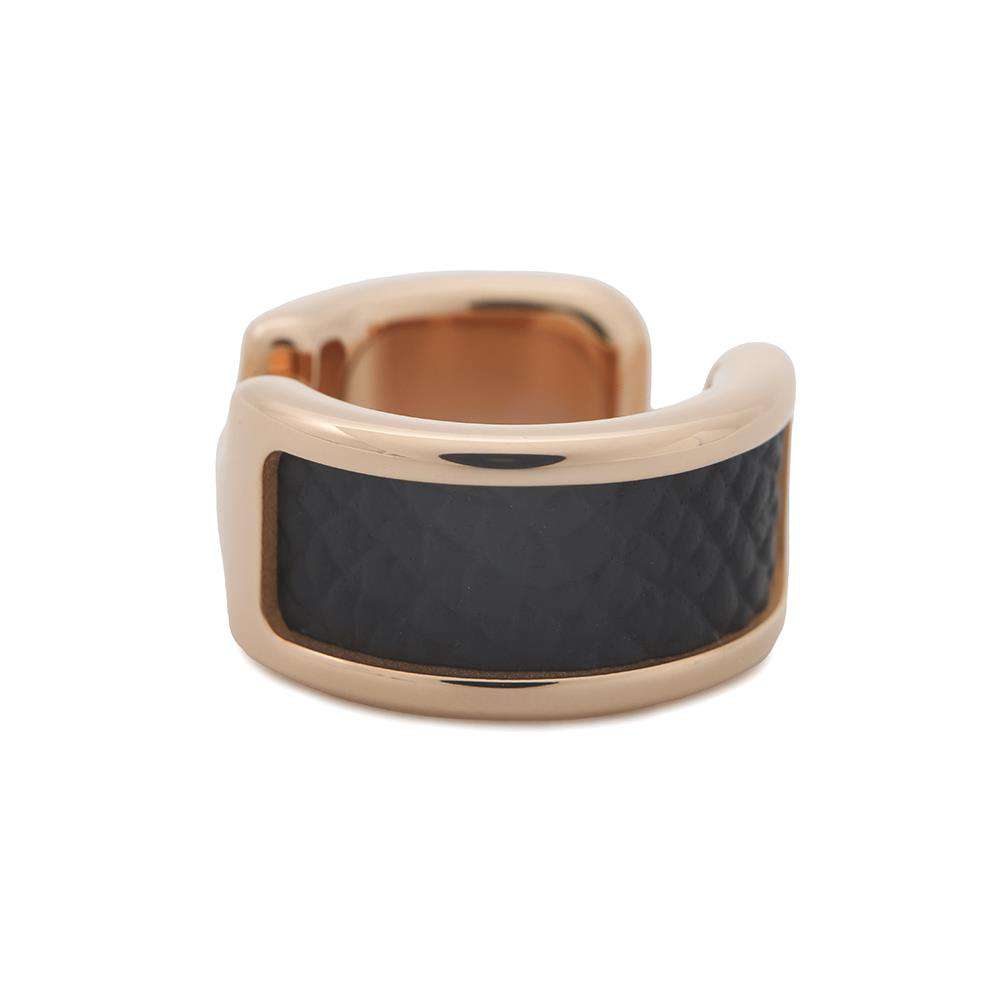 HERMES Olympe ear cuff Size PM Black Metal Epsom