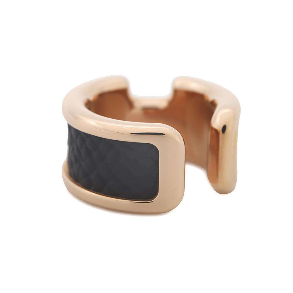 HERMES Olympe ear cuff Size PM Black Metal Epsom