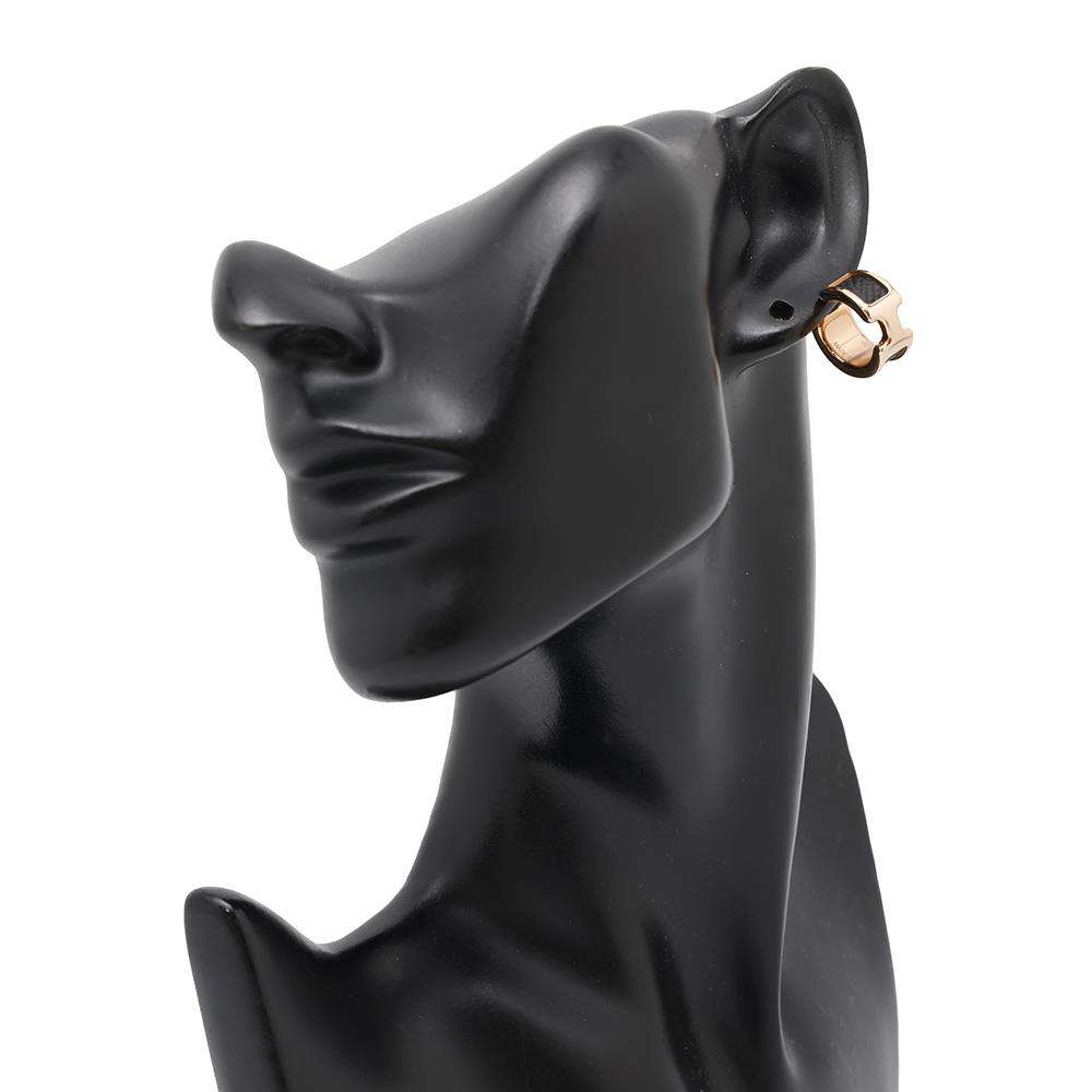 HERMES Olympe ear cuff Size PM Black Metal Epsom