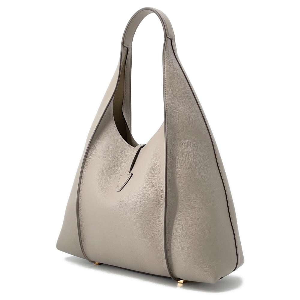 TOD’S Timeless Hobo Bag Greige Leather Size Medium