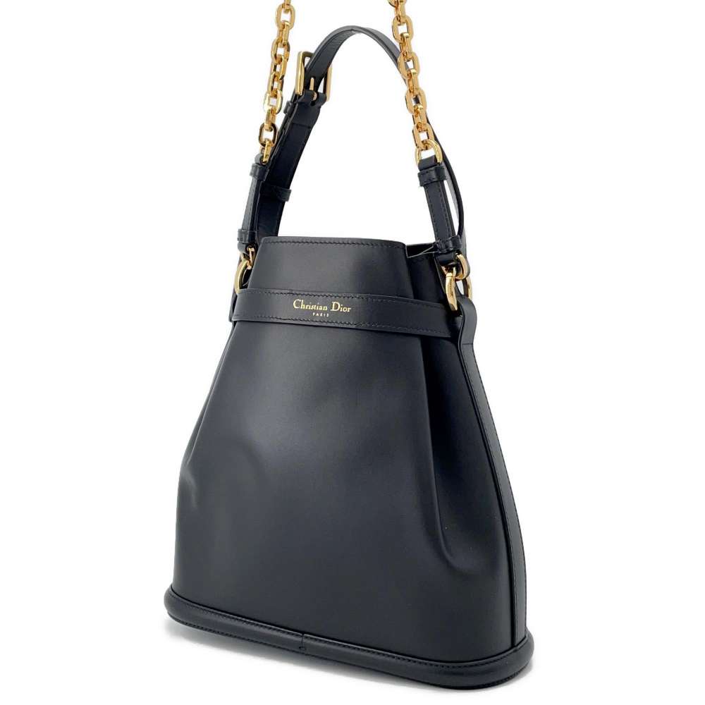 Dior C'est Dior CD Embossed Bag BlackM2271UBHA Calf Leather Size Medium