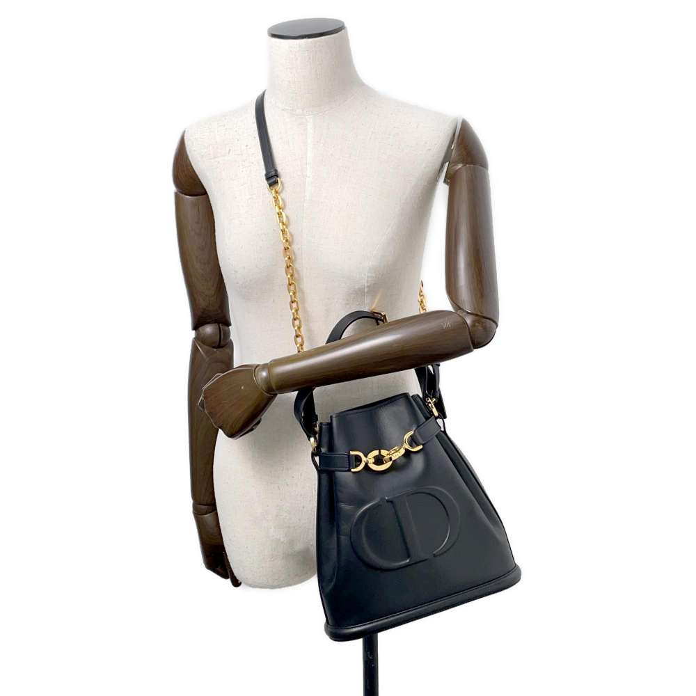 Dior C'est Dior CD Embossed Bag BlackM2271UBHA Calf Leather Size Medium
