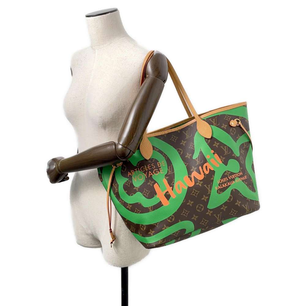 LOUIS VUITTON Neverfull_ Hawaii Limited GreenM44198 Monogram Size MM