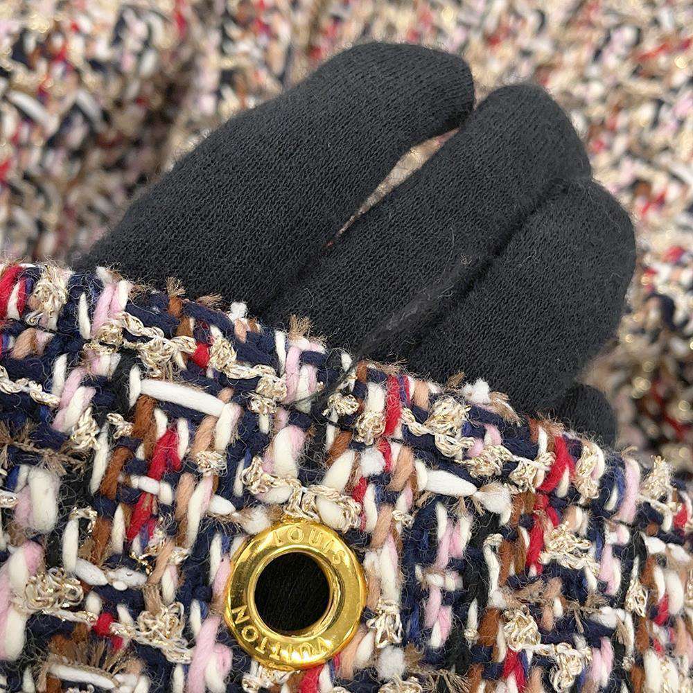 LOUIS VUITTON Belted Tweed Skater Dress Size 38 Multicolor Wool 56% Cotton19% Polyester9% Nylon9% Rayon7%