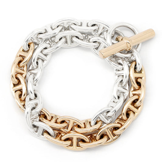 HERMES Chaine d'Ancre Double Tour Bracelet 37 links Size PM SV925 K18PG