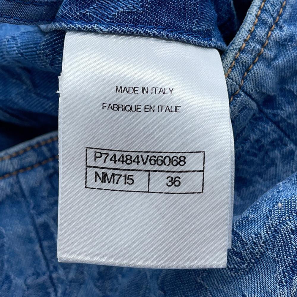 CHANEL CC Logo Camellia Skirt Size 36 BlueP74484 Cotton100%